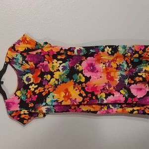 Ultra cute knee length Large  Floral Dress with cut back cut out